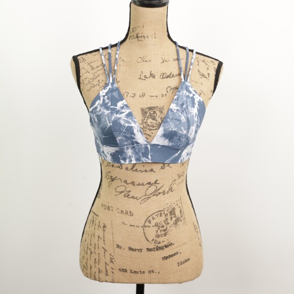 PINK Victoria's Secret Blue Tie Dye Criss Cross Bralette Bra Medium - Picture 4 of 8